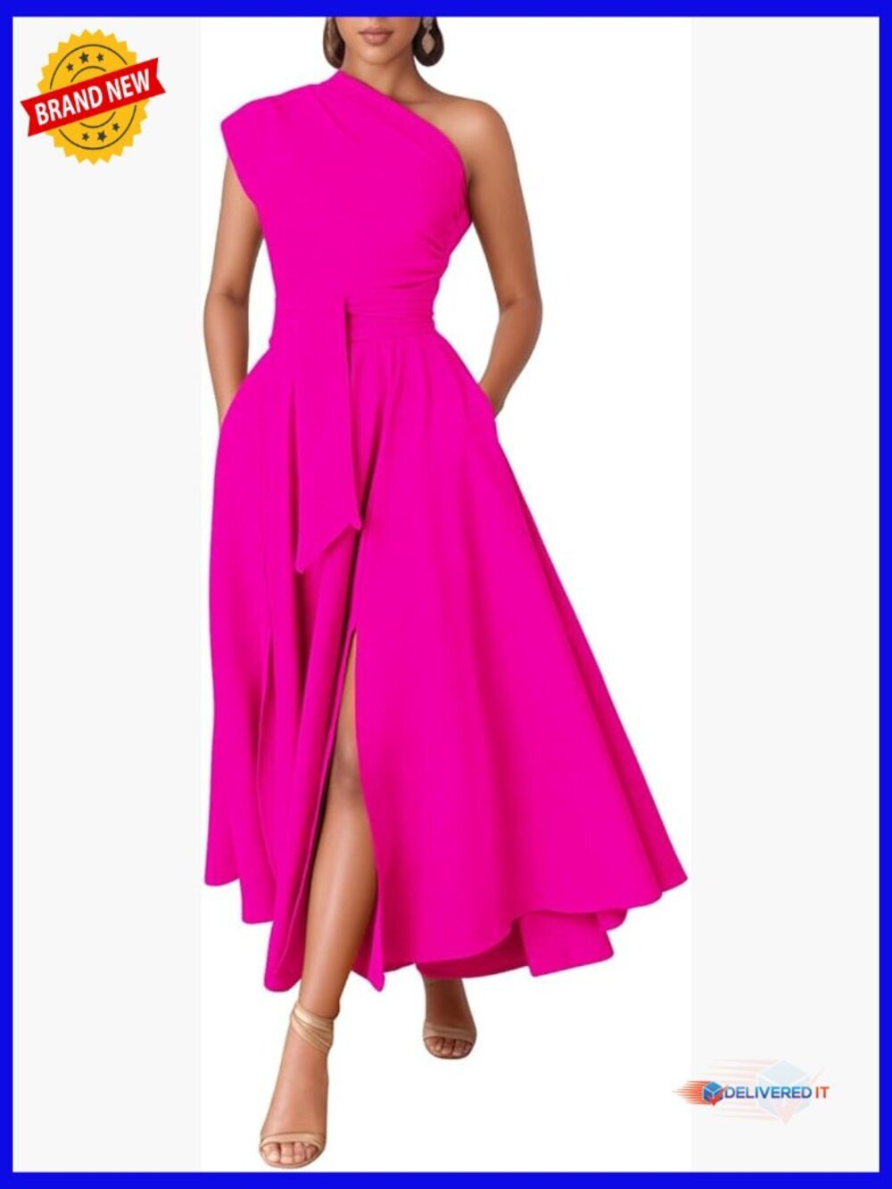 One Shoulder Maxi Dress A-Line Formal Cocktail Evening Gown